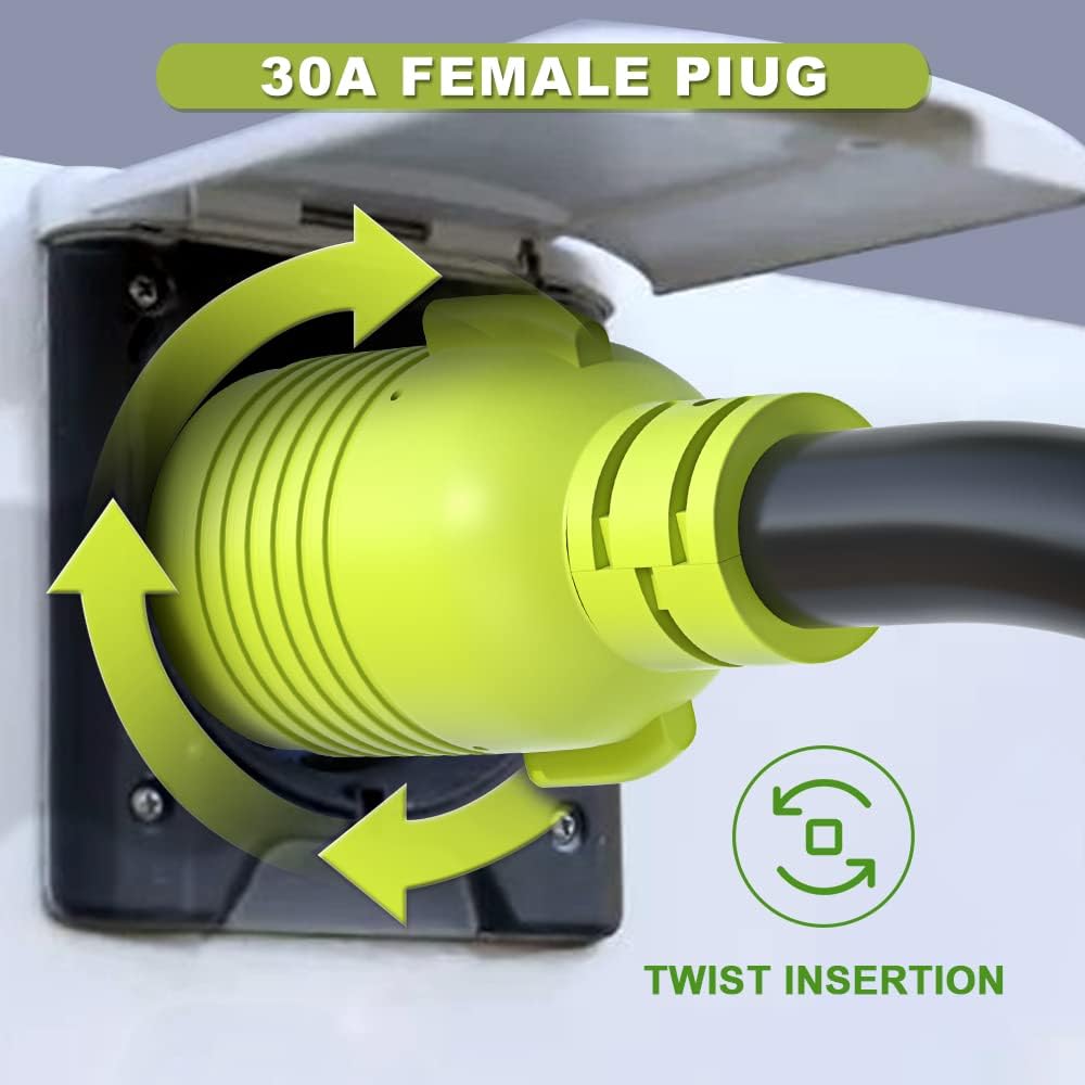4 Prong 30 Amp Generator Extension Cord, NEMA L14-30P/L14-30R, 10 Gauge SJTW, Twist Lock Plug, 125/250V, 7500W, 20FT, Pack of 2 R36294