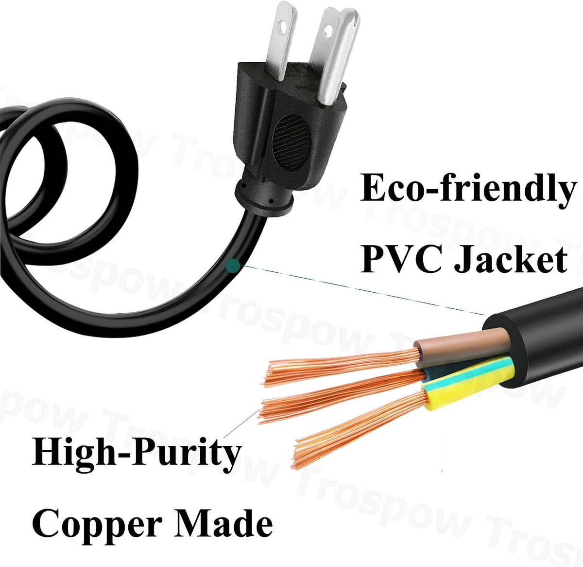 3 prong 8.2ft AC Power Cord Cable B41381