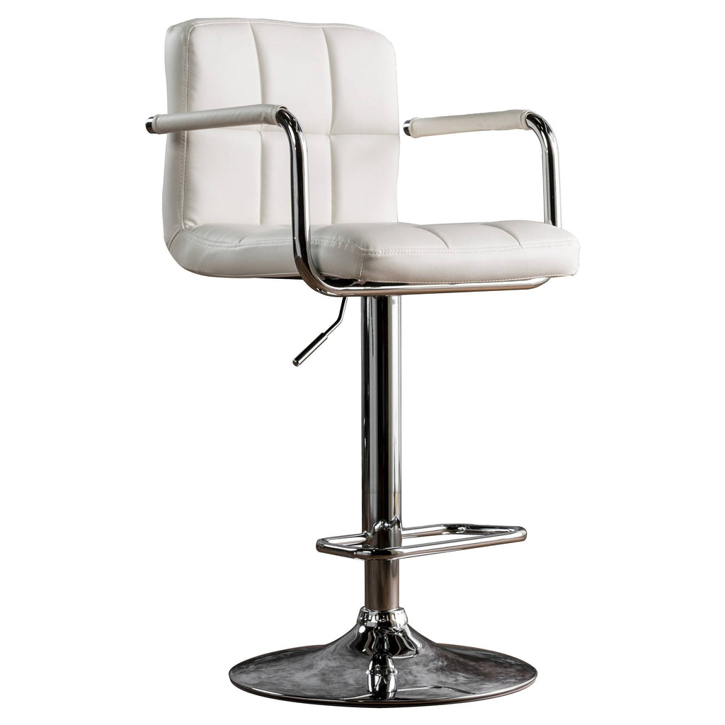 Adjustable Swivel Barstool with Arms White U273322