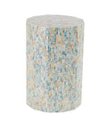 Natural Wood and Shell Round Accent Table W4193