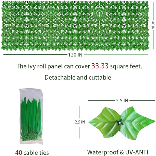 40X120 in UV-Anti Faux Ivy Leaf Fence Panels T676326