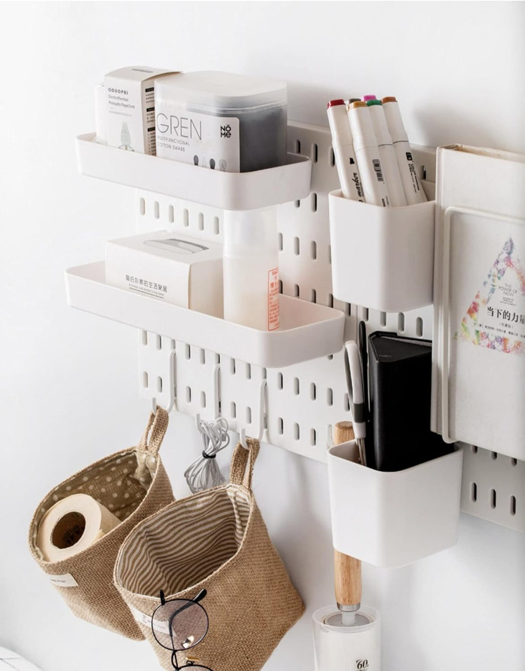 Pegboard Wall Organizer Kit 4 Boards 14 Piece Accessories 22x22 White Pack of 2 H515856