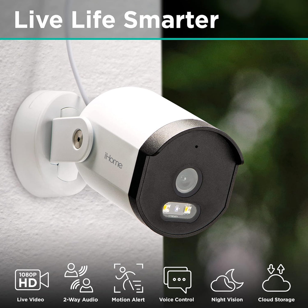 1080p HD Weatherproof WiFi Security Camera with 2-Way Audio C773486