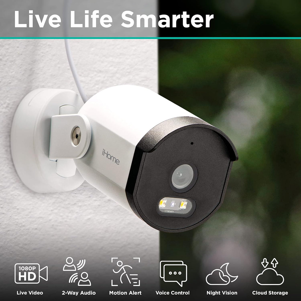 1080p HD Weatherproof WiFi Security Camera with 2-Way Audio C773486