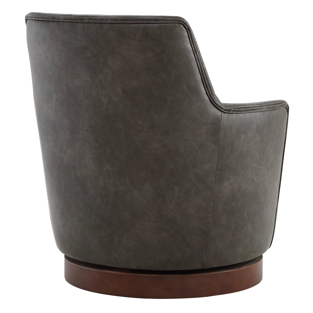 Dark Gray Faux Leather Swivel Barrel Accent Chair M9061