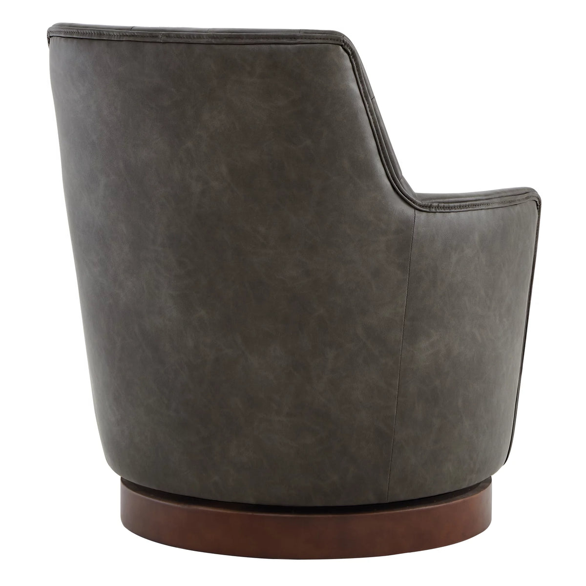 Dark Gray Faux Leather Swivel Barrel Accent Chair M9061