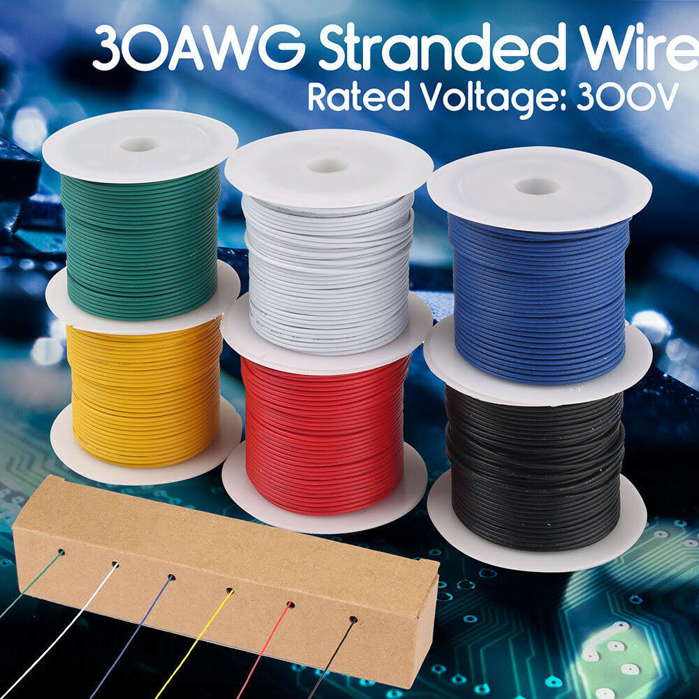 30AWG Stranded Tinned Copper Hookup Wire Kit, 6 Colors, 30 Feet Each, 300V C856250