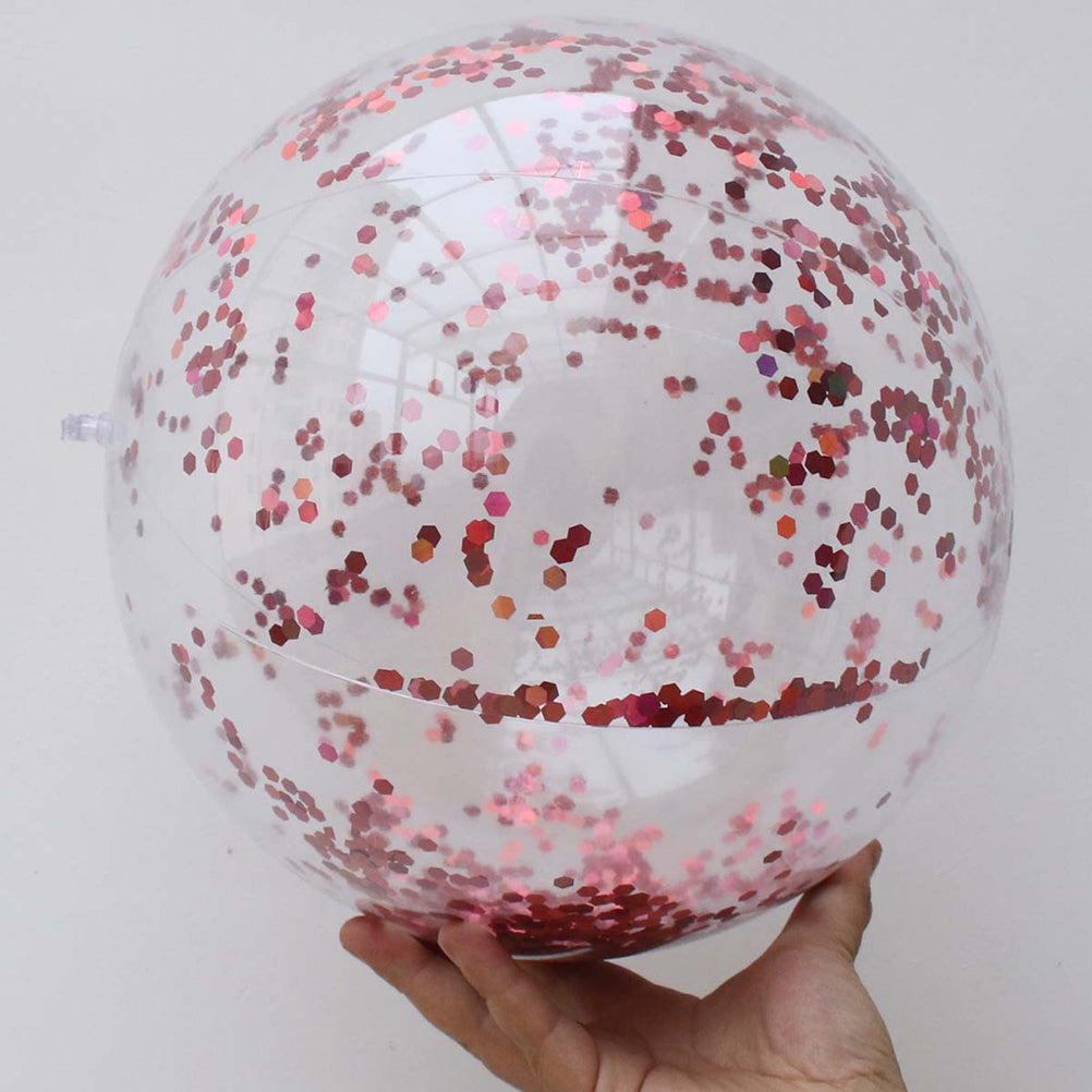 4 pcs Glitter Sequin Beach Balls Round Transparent PVC Balls Inflatable Ball Toys with Pumps U873745