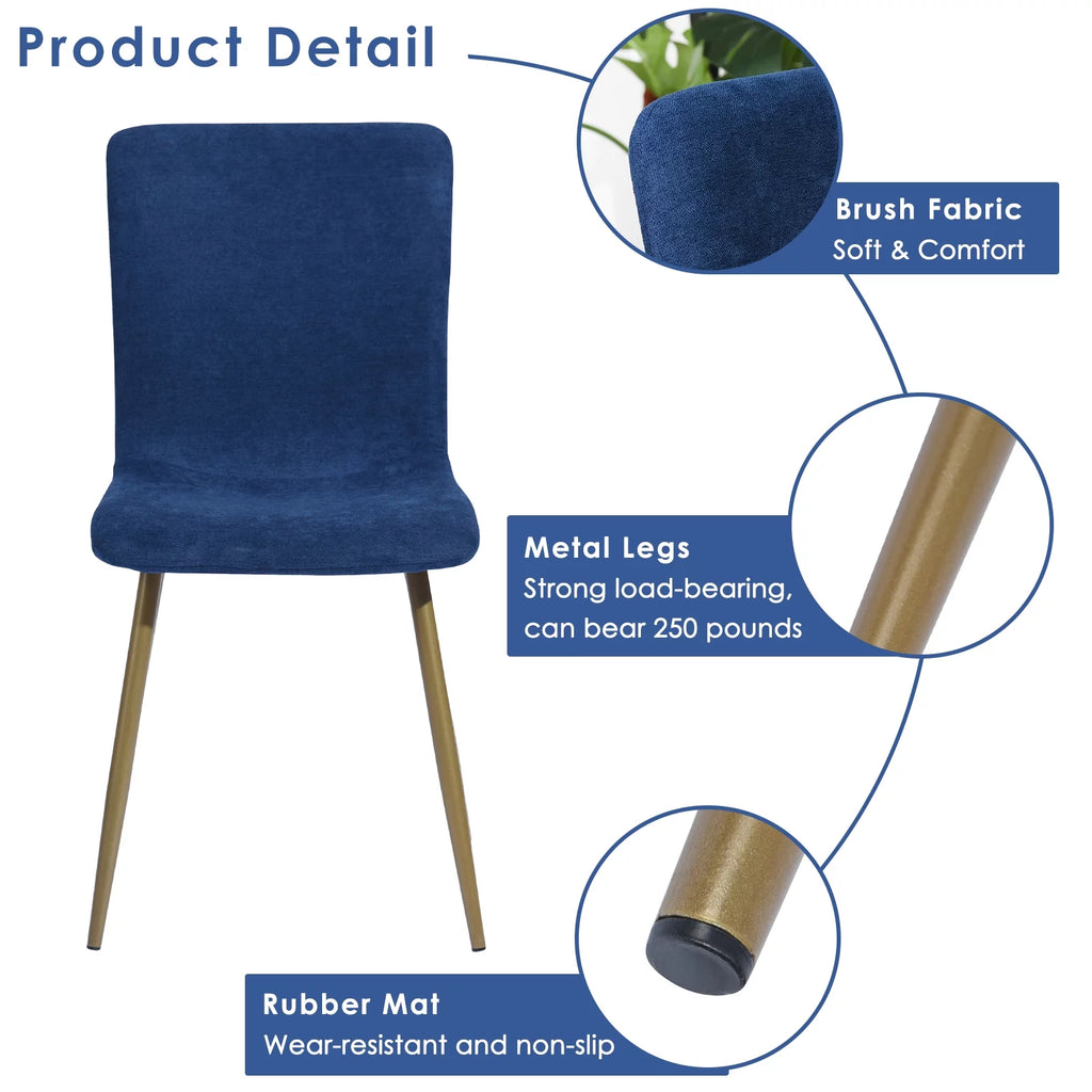 Navy Blue Velvet Dining Chairs Set of 4 J1965