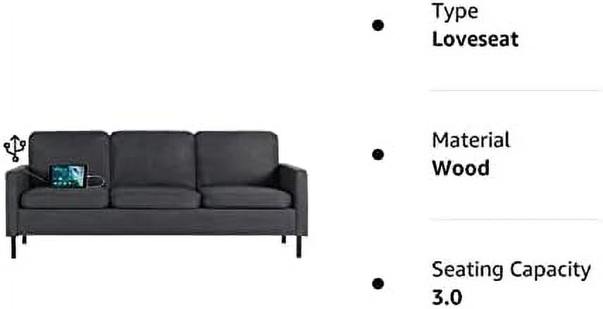 72" W Fabric 3 Seater Couch with 2 USB I710926