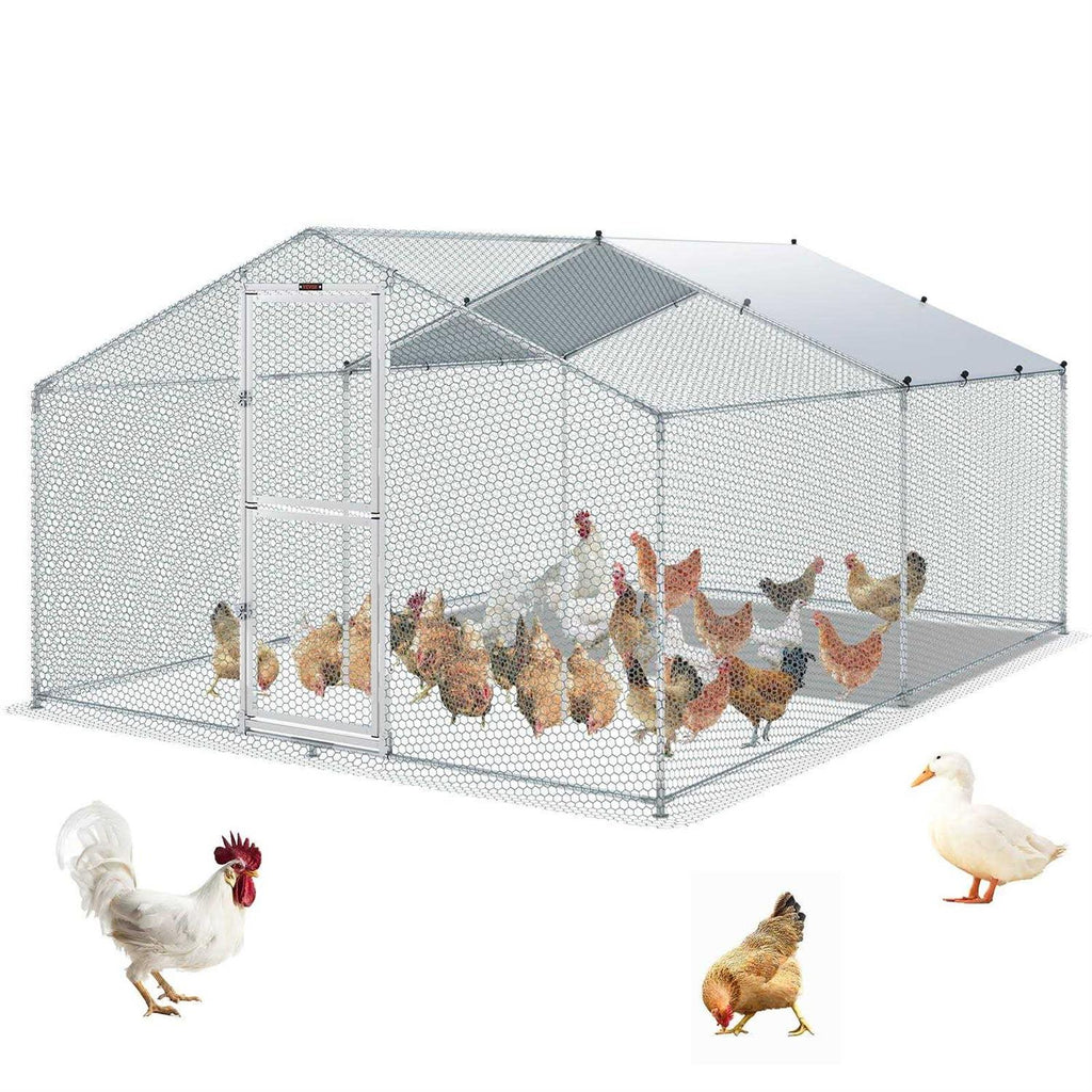 Large Metal Chicken Coop with Run and Waterproof Cover M74687