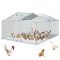 Large Metal Chicken Coop with Run and Waterproof Cover M74687