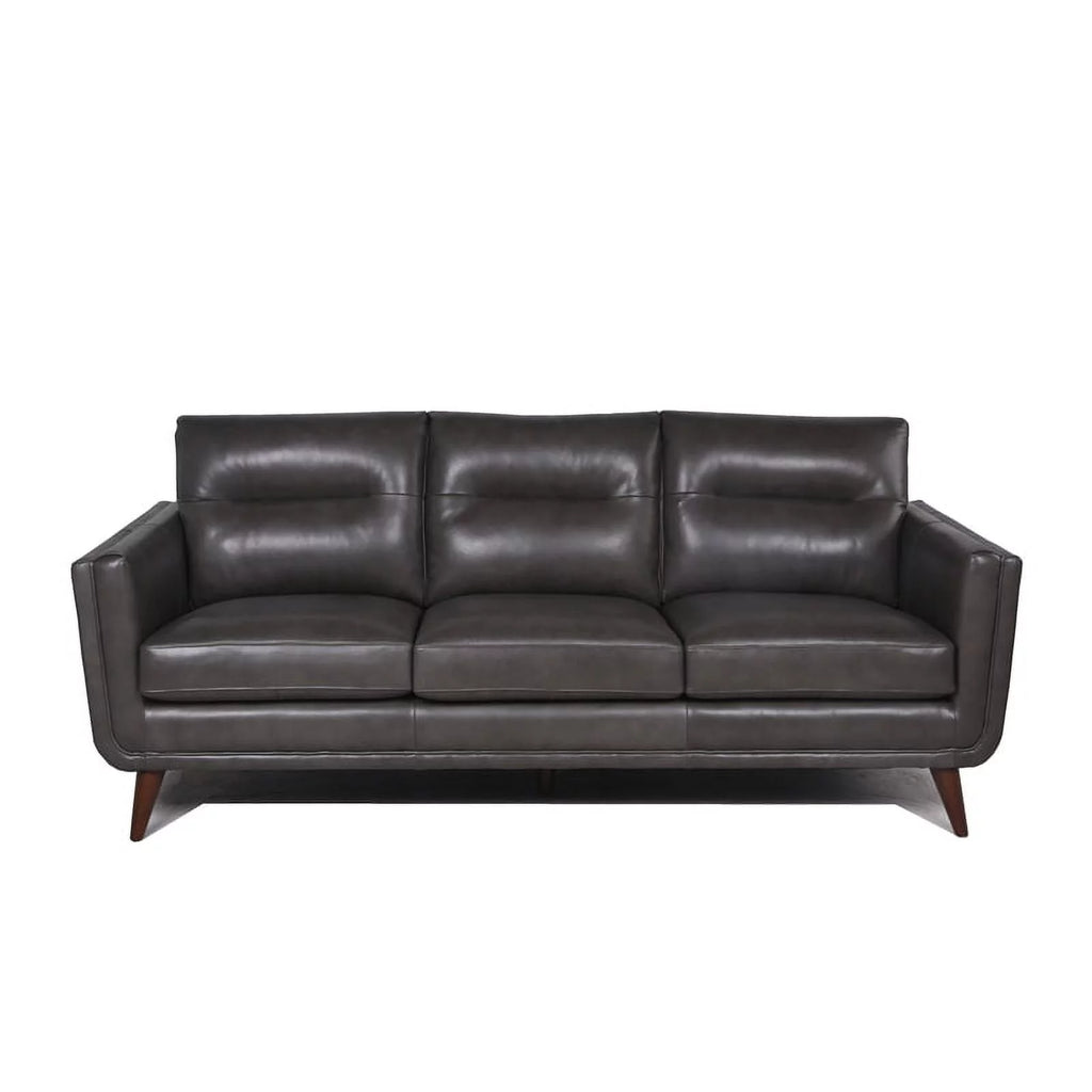 Mid-Century Leather Sofa in Gray I2501