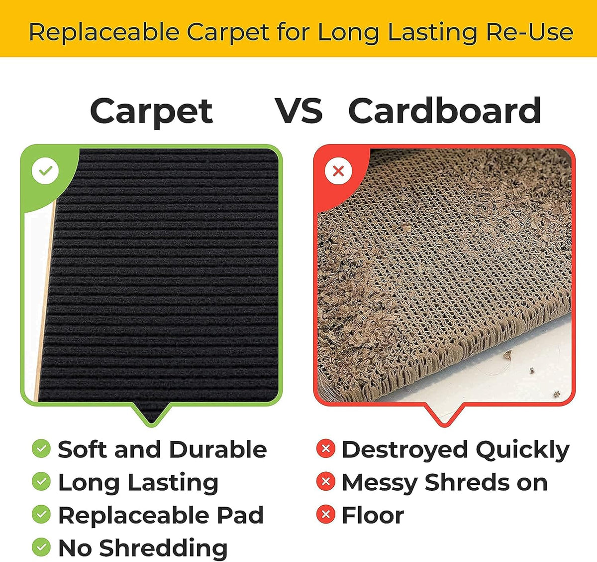 2-in-1 Cat Ramp & Cat Scratcher with Replaceable Carpet & Adjustable Height A266690