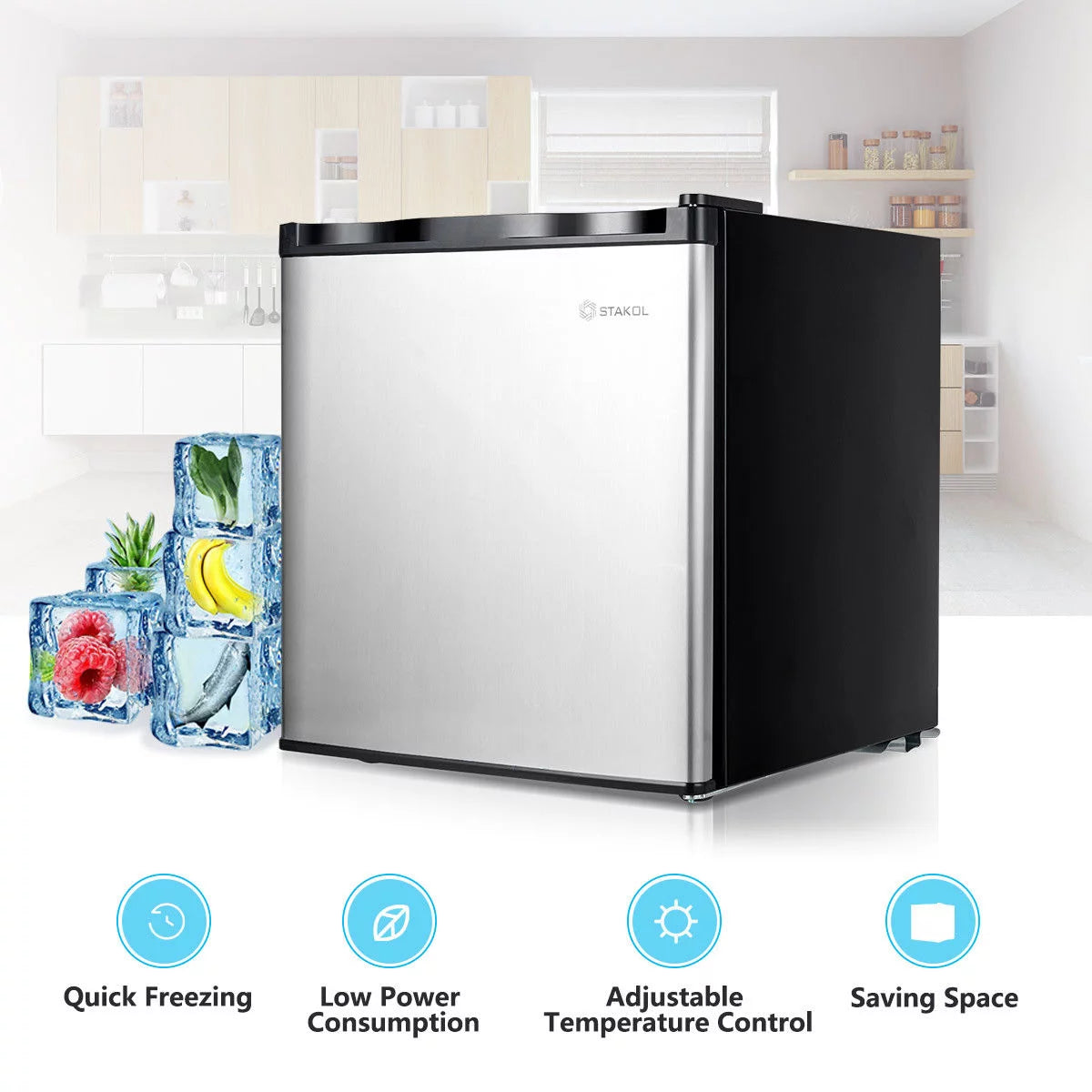 1.1 cu.ft. Compact Single Door Upright Freezer Stainless Steel H8094