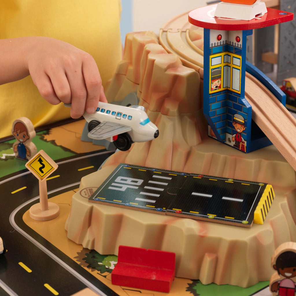 Wooden Train Set and Train Table with 100 Accessories X253