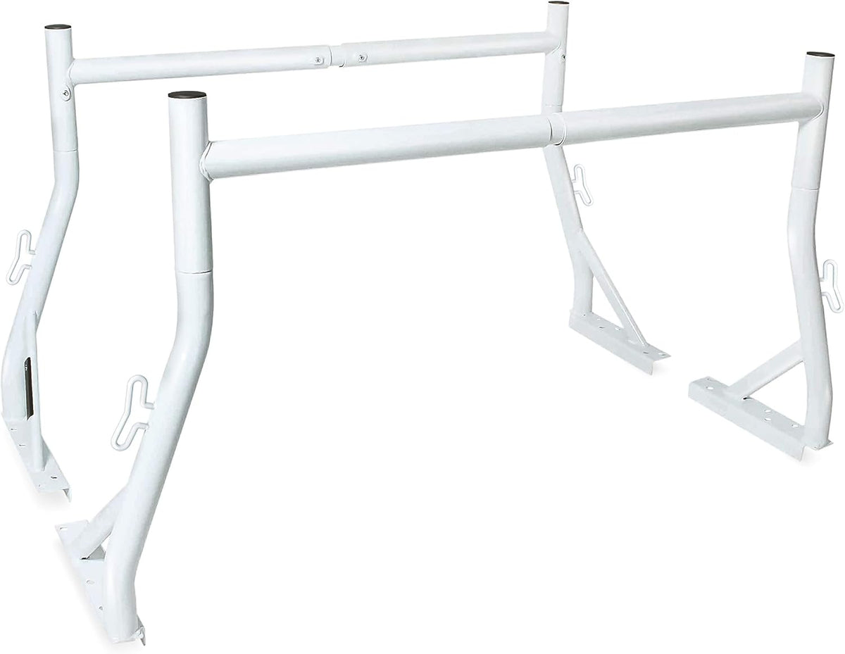 Extendable Steel Pick-Up Truck Ladder Rack Two-bar Set - White K92816