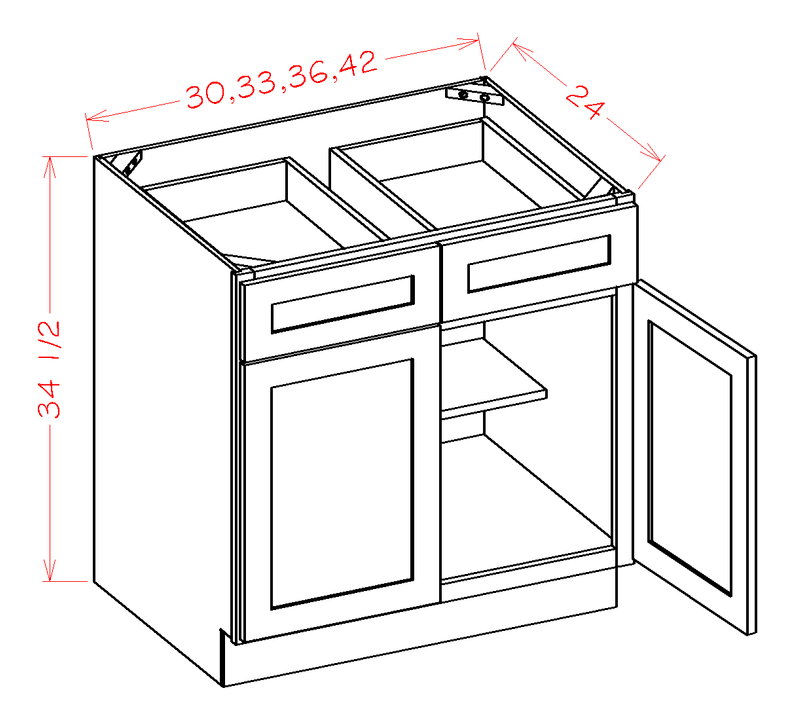Grey 2 Doors 2 Drawers 1 Shelf Base Cabinet High-Density Fiberboard Z611
