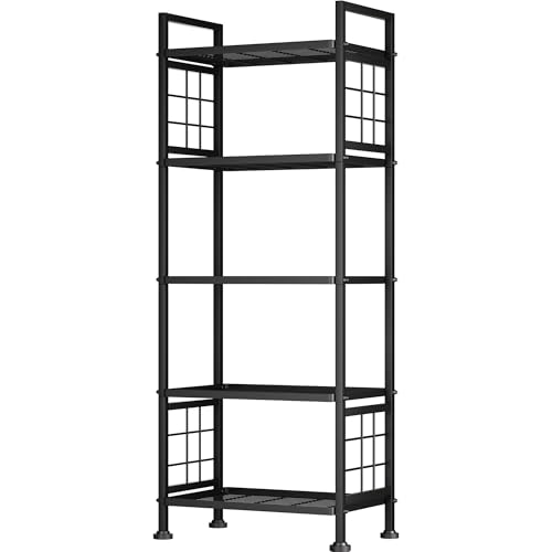 6-Wire Metal Standing Storage Shelf Rack Black V51295