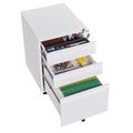 3 Drawer White Mobile File Cabinet with Lock U591