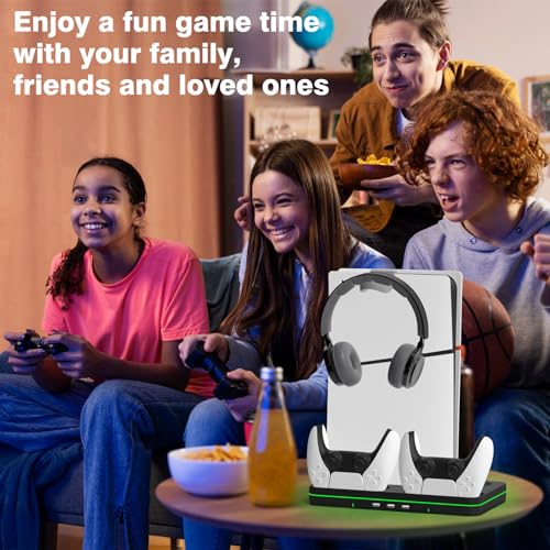 PS5 Slim Cooling Station with 2 Cooling Fan and 2 Controller Charging Station L518