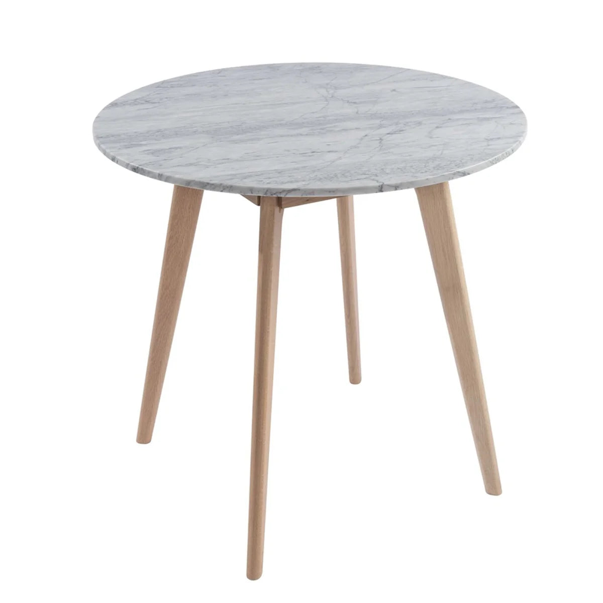 White and Beige Round Marble Dining Table F855923