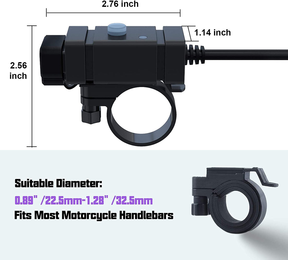 18W SAE to USB-C Motorcycle Phone Charger V892759