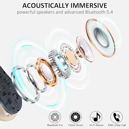 Wireless Bluetooth 5.4 Earbuds with ENC Noise Cancelling Mic, IP7 Waterproof X592