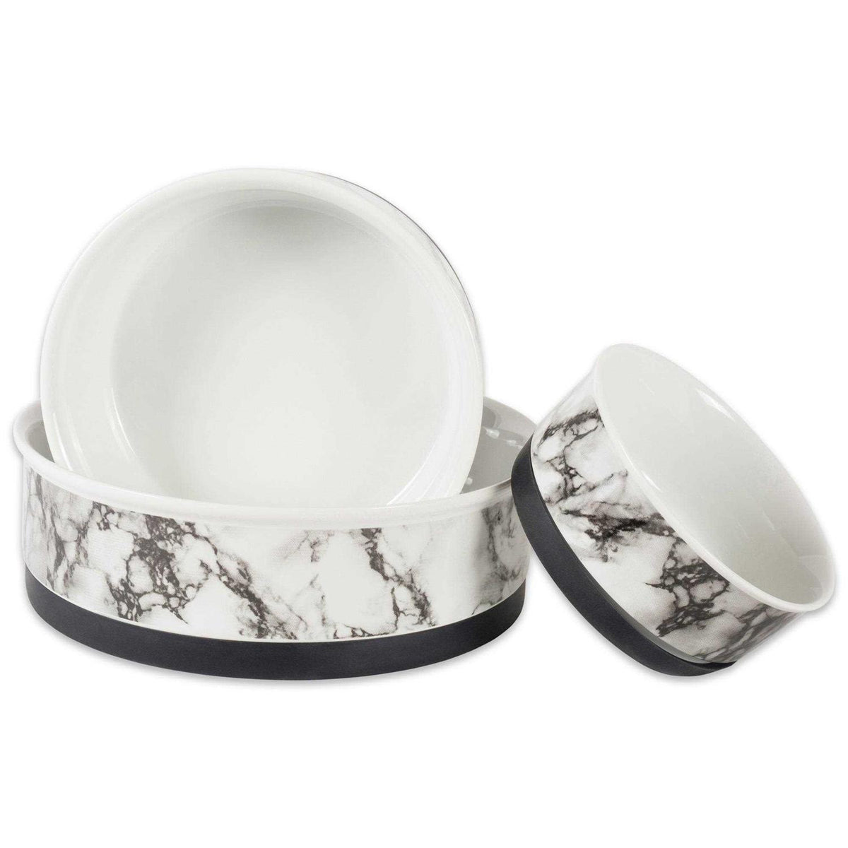 White Marble Pet Bowl Set of 2 S6001