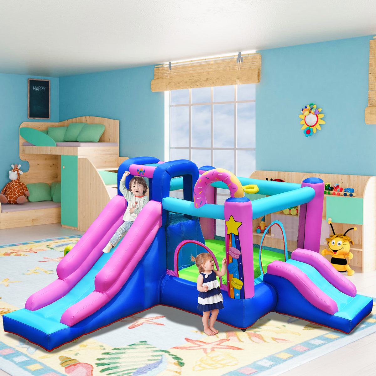 Inflatable Bounce Castle with Dual Slides J5446