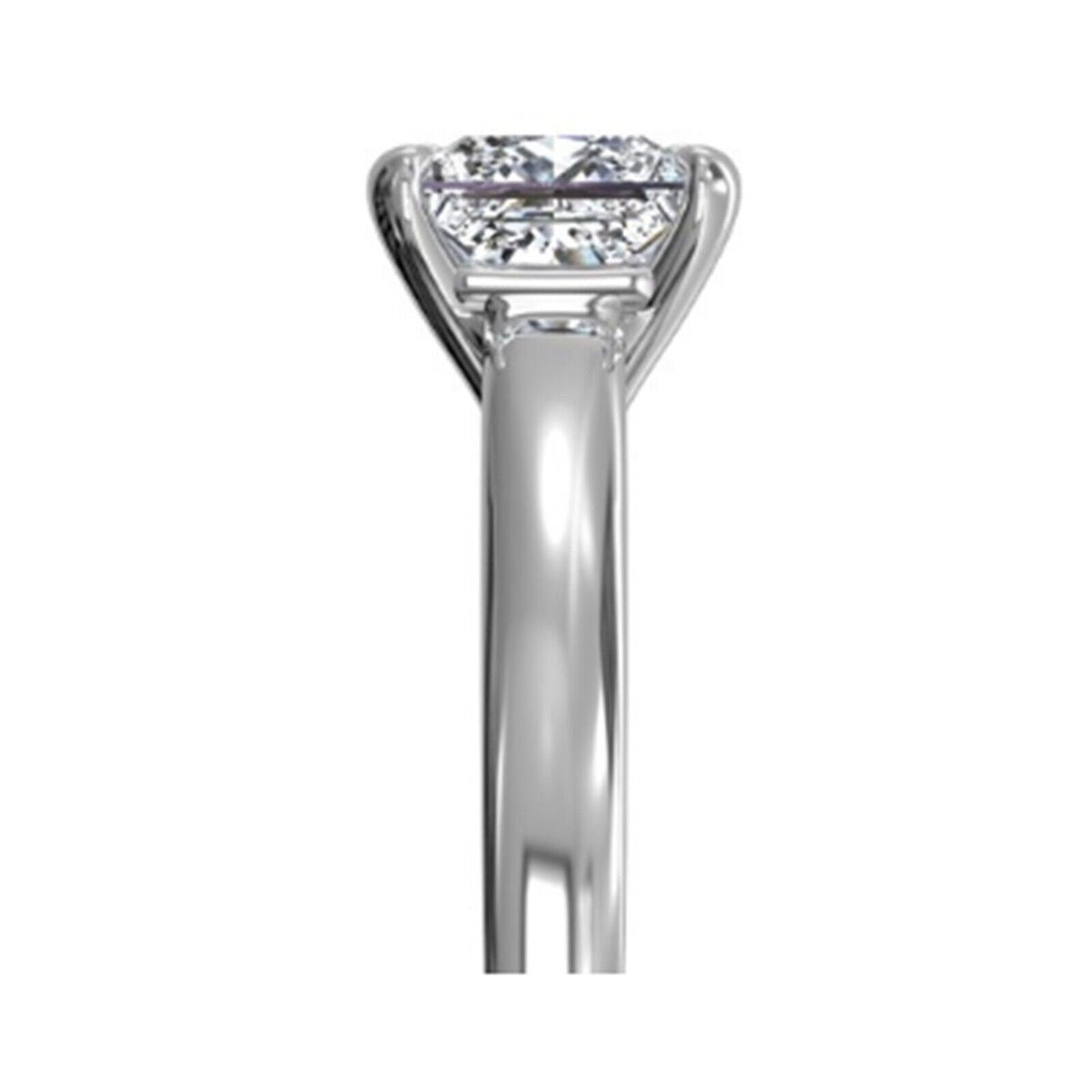 18K White Gold Plated Sterling Silver Moissanite Ring L281