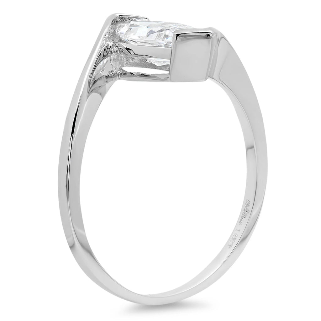 14k white gold marquise cut clear simulated diamond engagement ring size 9.75 S5233