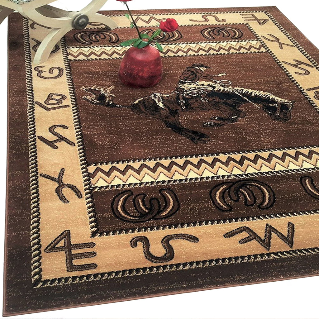 Chocolate Brown/Beige Cabin Area Rug A76706