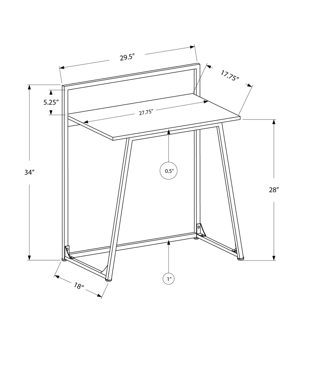 Small Wood-Look Metal Computer Desk O686