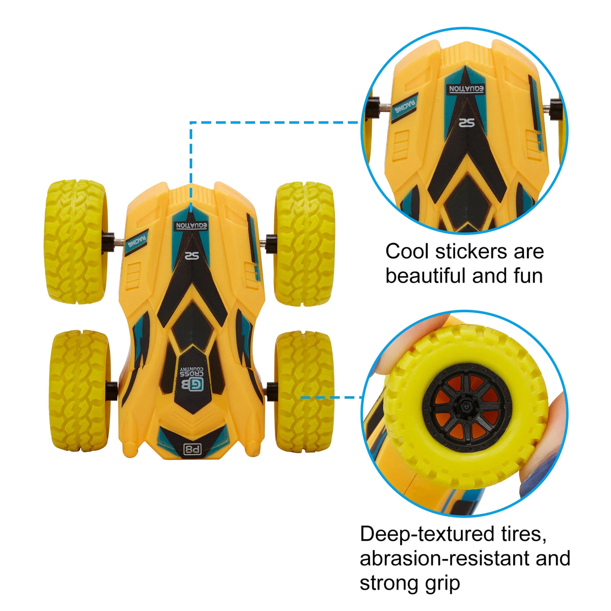 Friction Powered Car Toys, Push and Go Toy Cars for Toddlers, Double-sided Stunt Flip Inertia Car, Pull Back Cars Set K2897