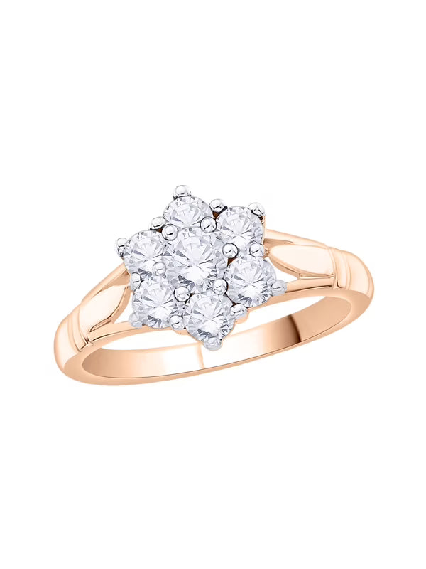 Diamond Floral Ring in 10K Rose Gold (1 cttw, I-J, I1-I2) (Size-6) I742468
