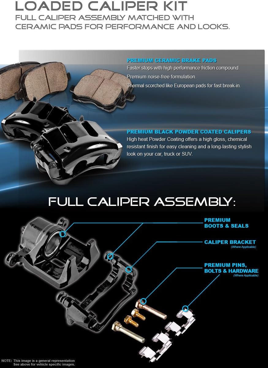 Black Powder Coated Calipers + Ceramic Brake Pads U374