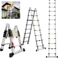 16.5FT Aluminum Telescoping Ladder with Stabilizer Bar & Wheels T5049