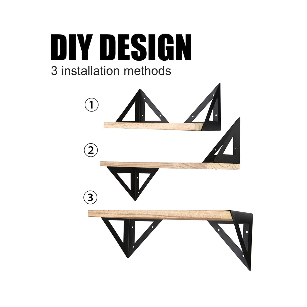 Set of 3 Solid Wood Wall Mounted Floating Shelf U75439
