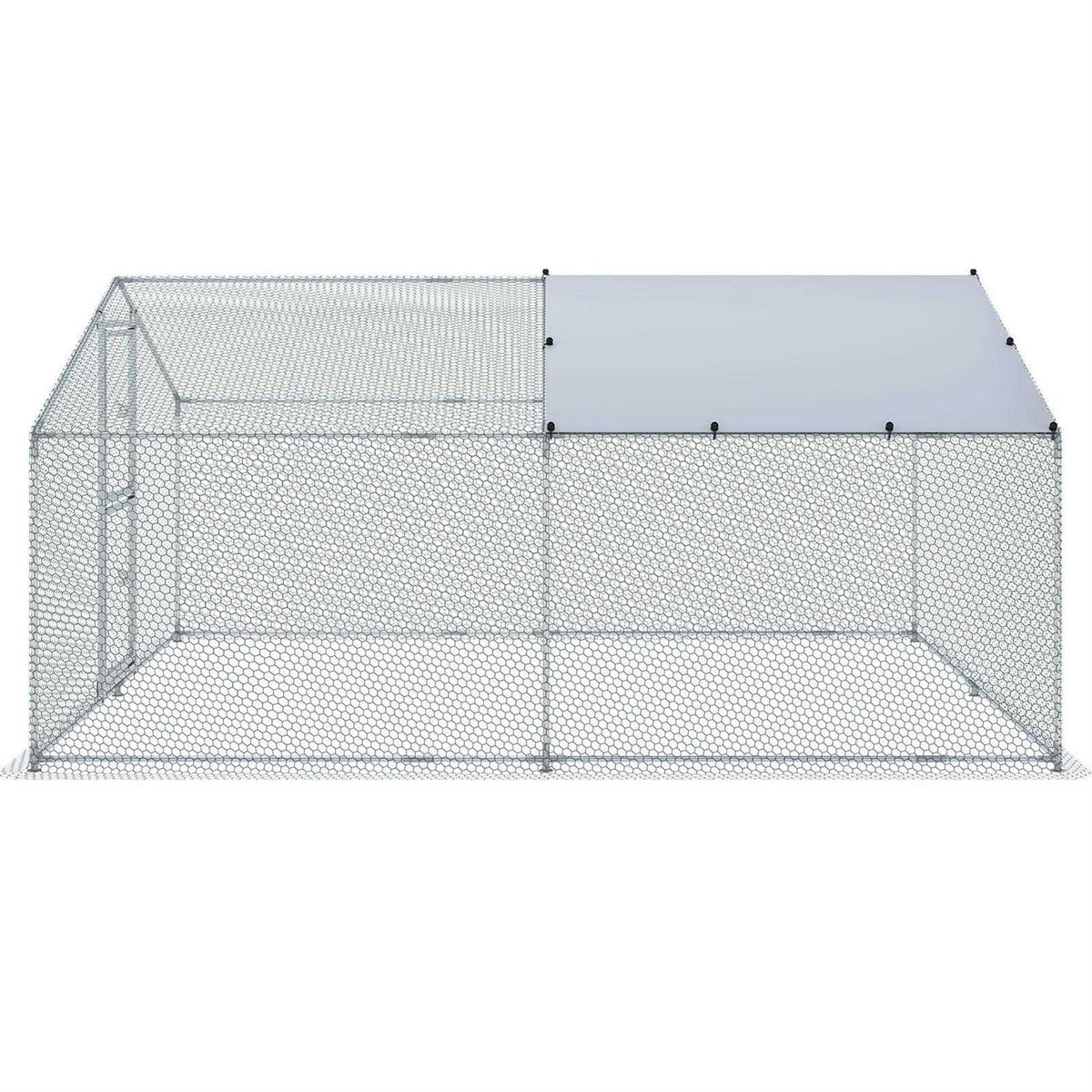 Large Metal Chicken Coop with Run and Waterproof Cover M74687