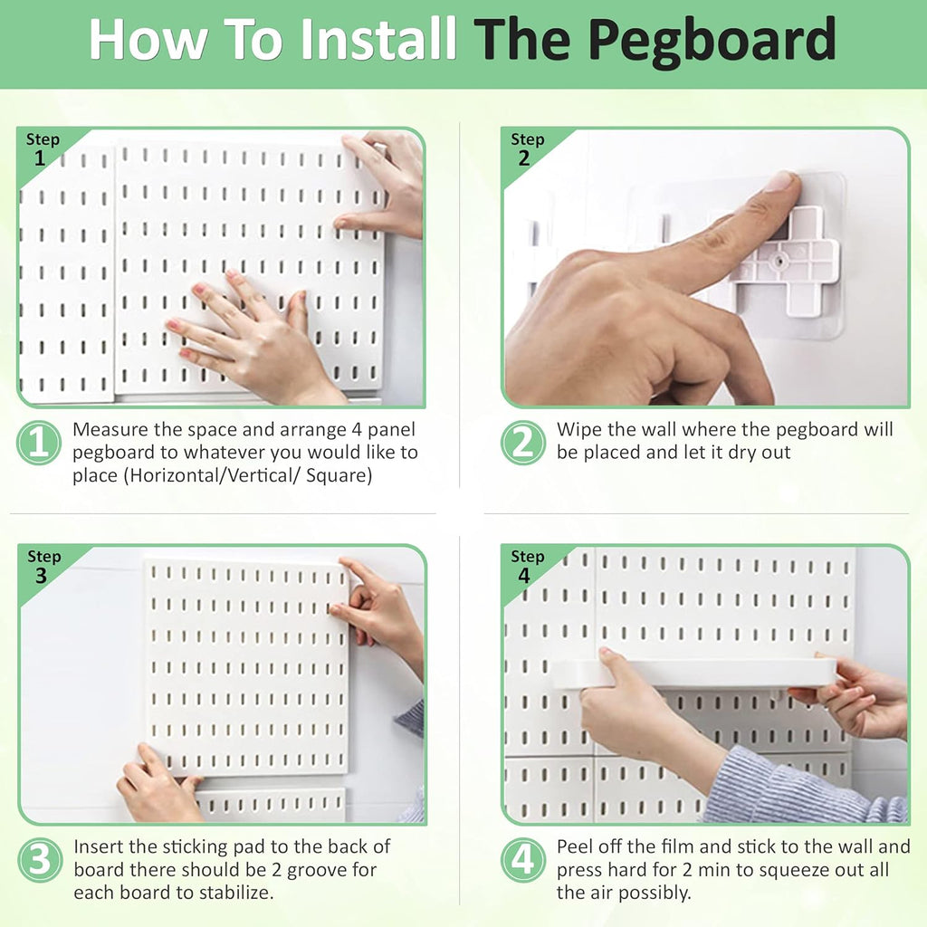 Pegboard Wall Organizer Kit 4 Boards 14 Piece Accessories 22x22 White Pack of 2 H515856