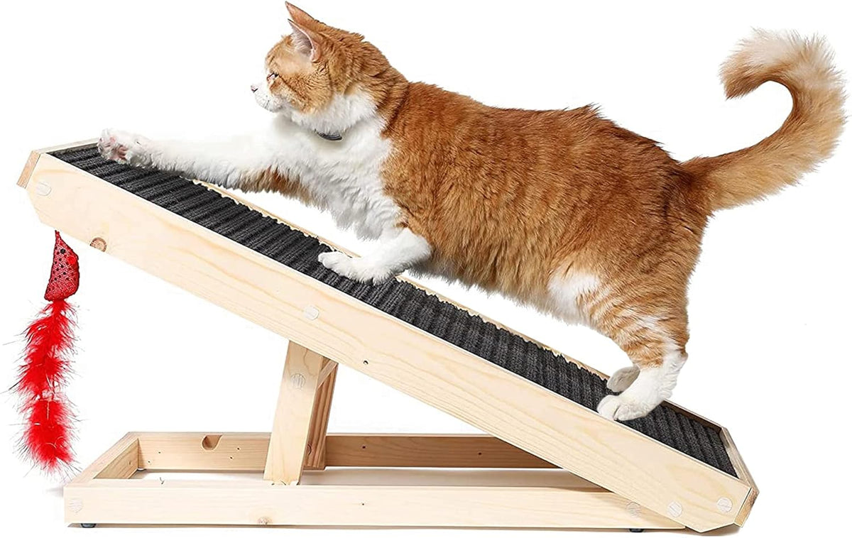 2-in-1 Cat Ramp & Cat Scratcher with Replaceable Carpet & Adjustable Height A266690