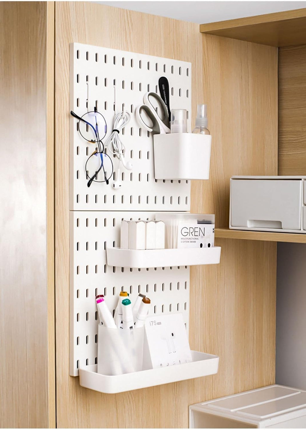Pegboard Wall Organizer Kit 4 Boards 14 Piece Accessories 22x22 White Pack of 2 H515856