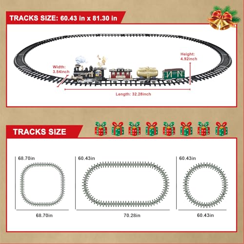 Remote Control Steam Locomotive Toy Train with Smoke, Lights, Sound & Tracks C83623