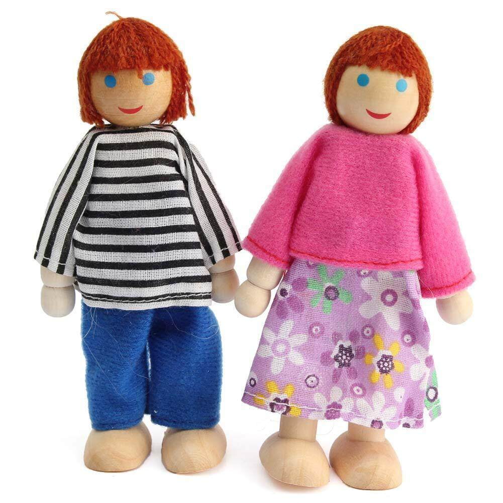 Wooden Dolls Playset Set of 4 People with Dog W5968