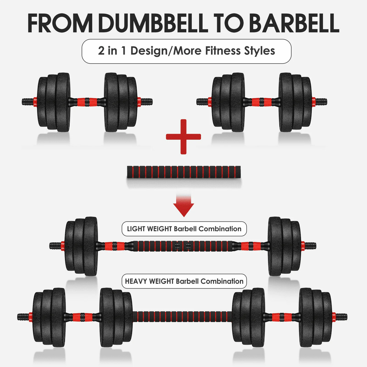 66LB 2 in 1 Adjustable Dumbbell Set with Connecting Rod X421