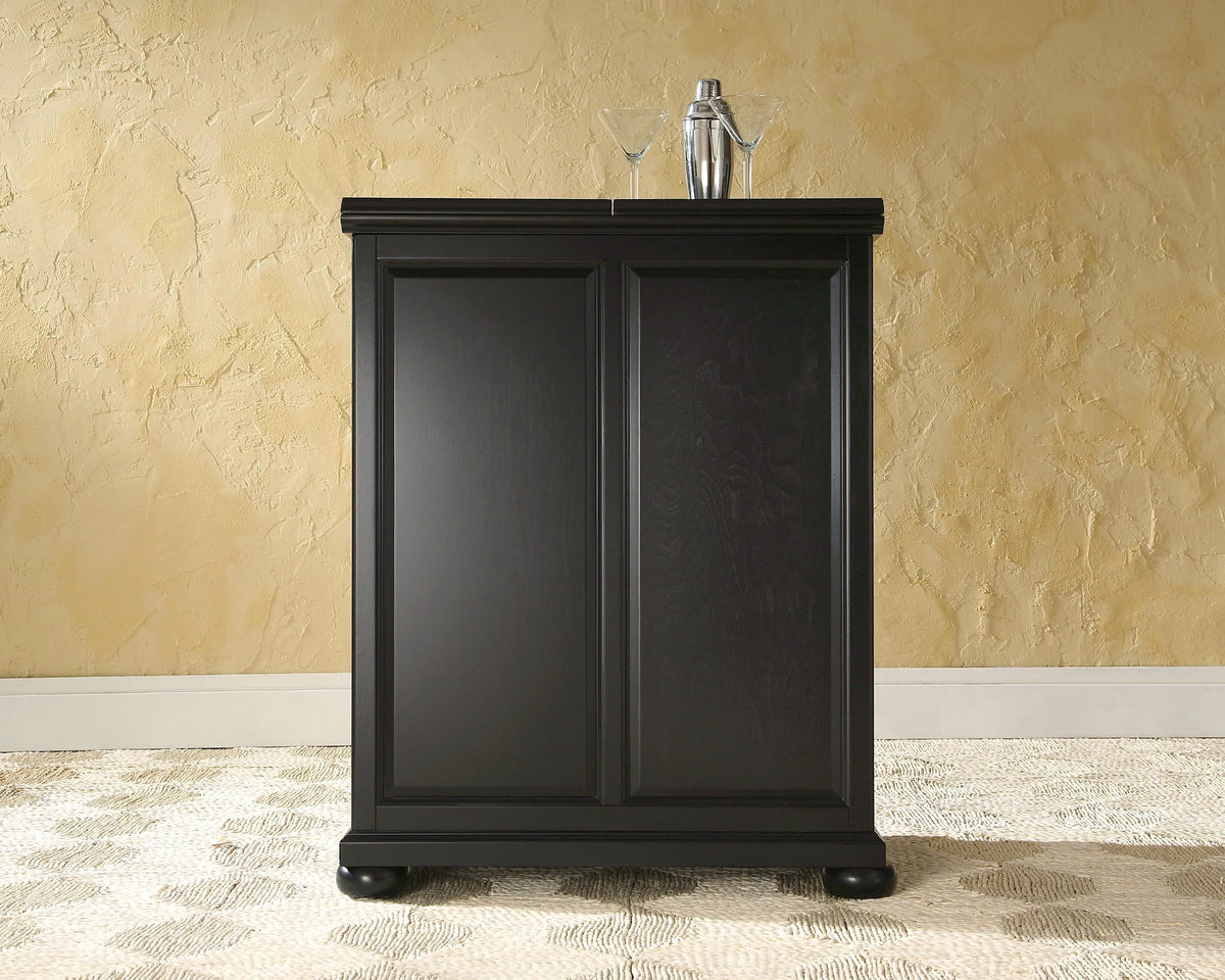 Black Wood Expandable Bar Cabinet L809