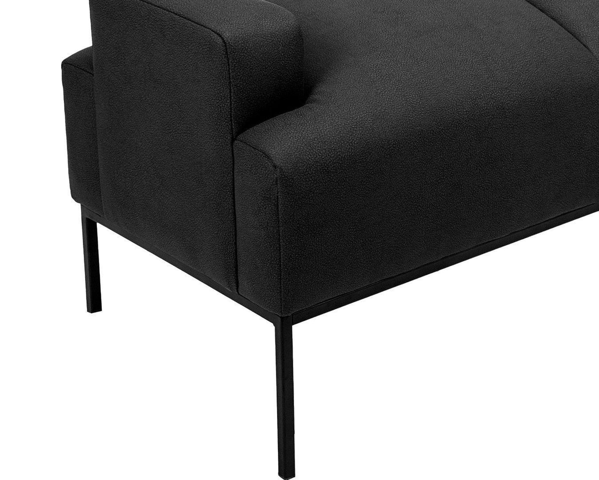 Black PU Leather Ottoman with Metal Frame F32865
