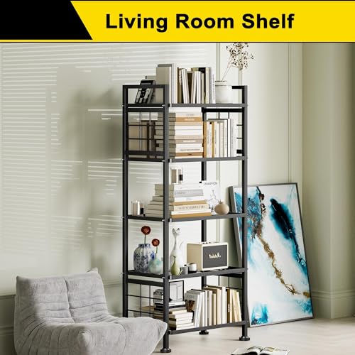 6-Wire Metal Standing Storage Shelf Rack Black V51295