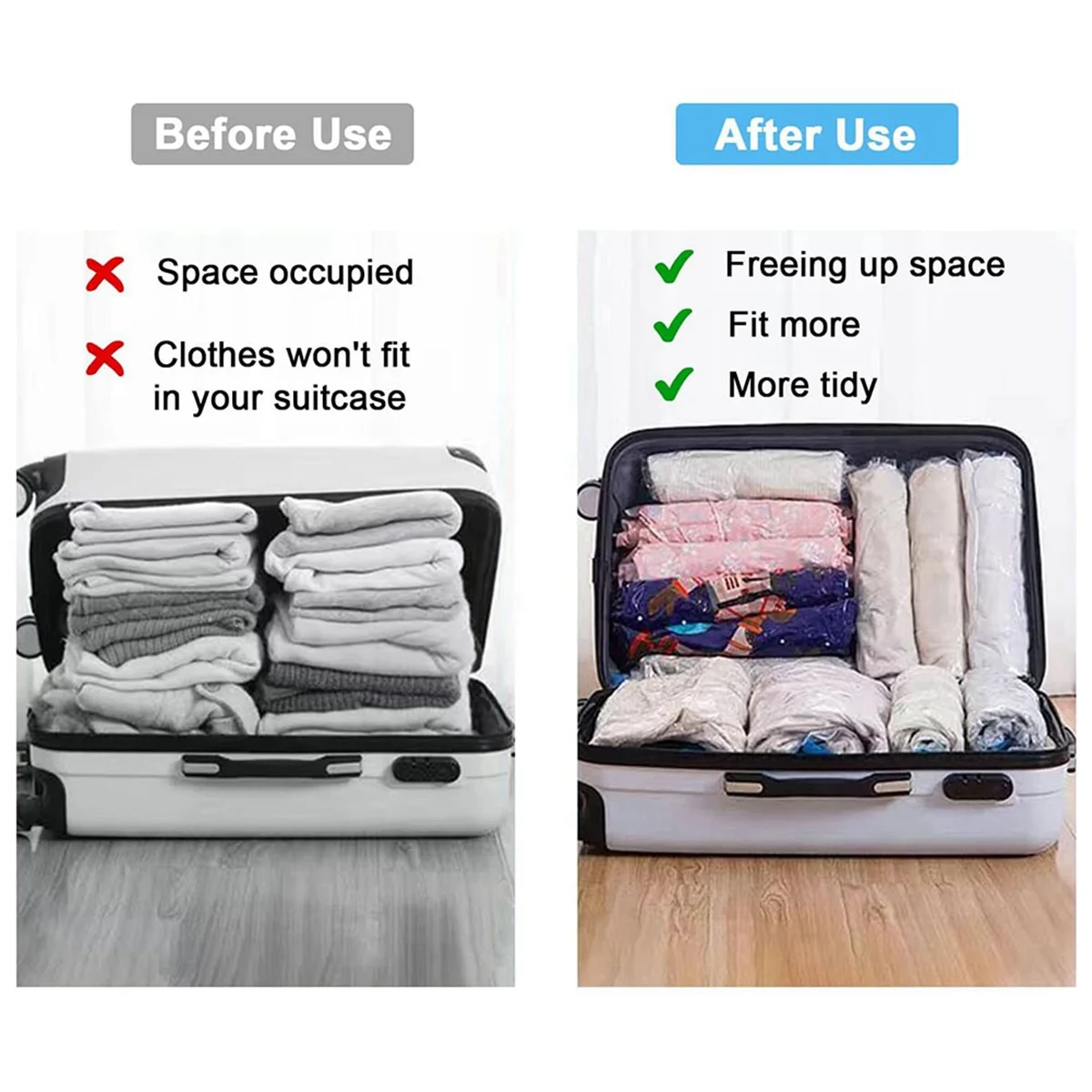 12 Pack Reusable Roll Up Compression Bags 35X50cm Medium Vacuum Storage Bags X729846